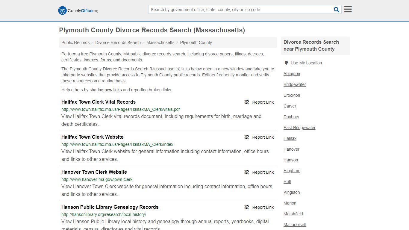 Plymouth County Divorce Records Search (Massachusetts) - County Office
